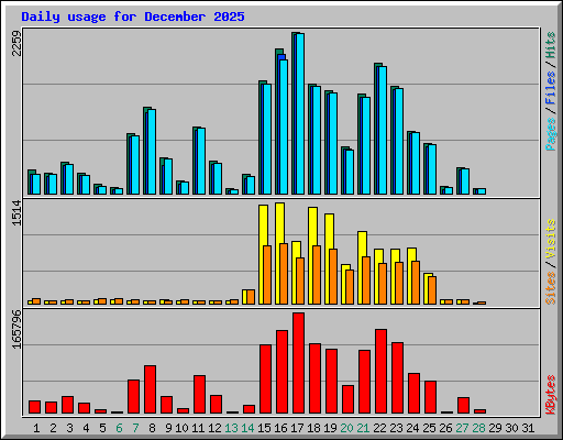Daily usage for December 2025