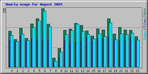 Hourly usage for August 2025